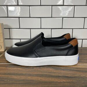 Keds Pursuit Slip On Womens Size 6 Shoes Black Leather Casual Lifestyle Sneakers